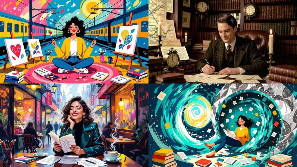 A Happy Poet's Mind Unfolds in Vibrant Colors