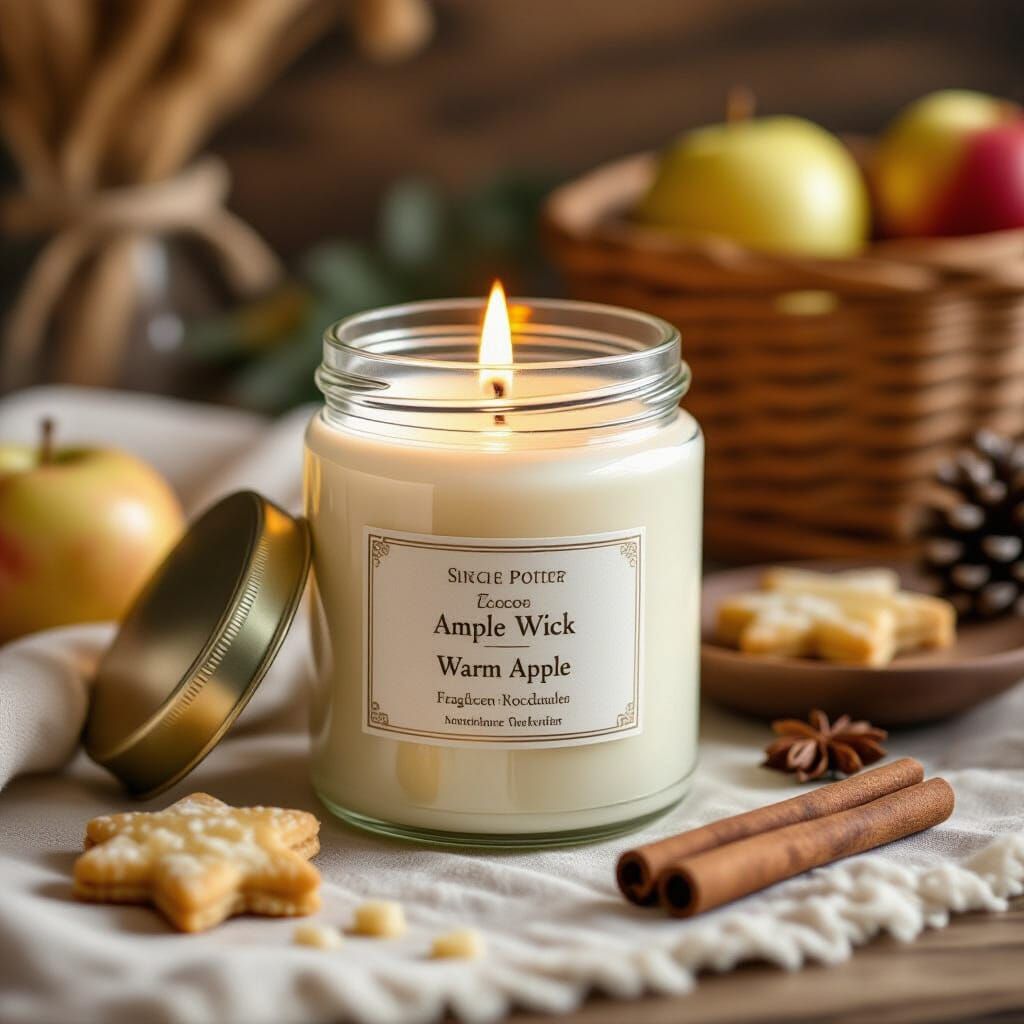 Apple Pie Candle Still Life in Classic Style