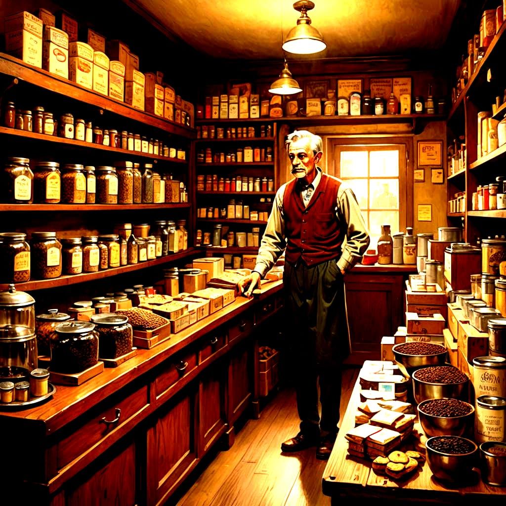 Vintage Grocer's Shop with Teas and Coffee