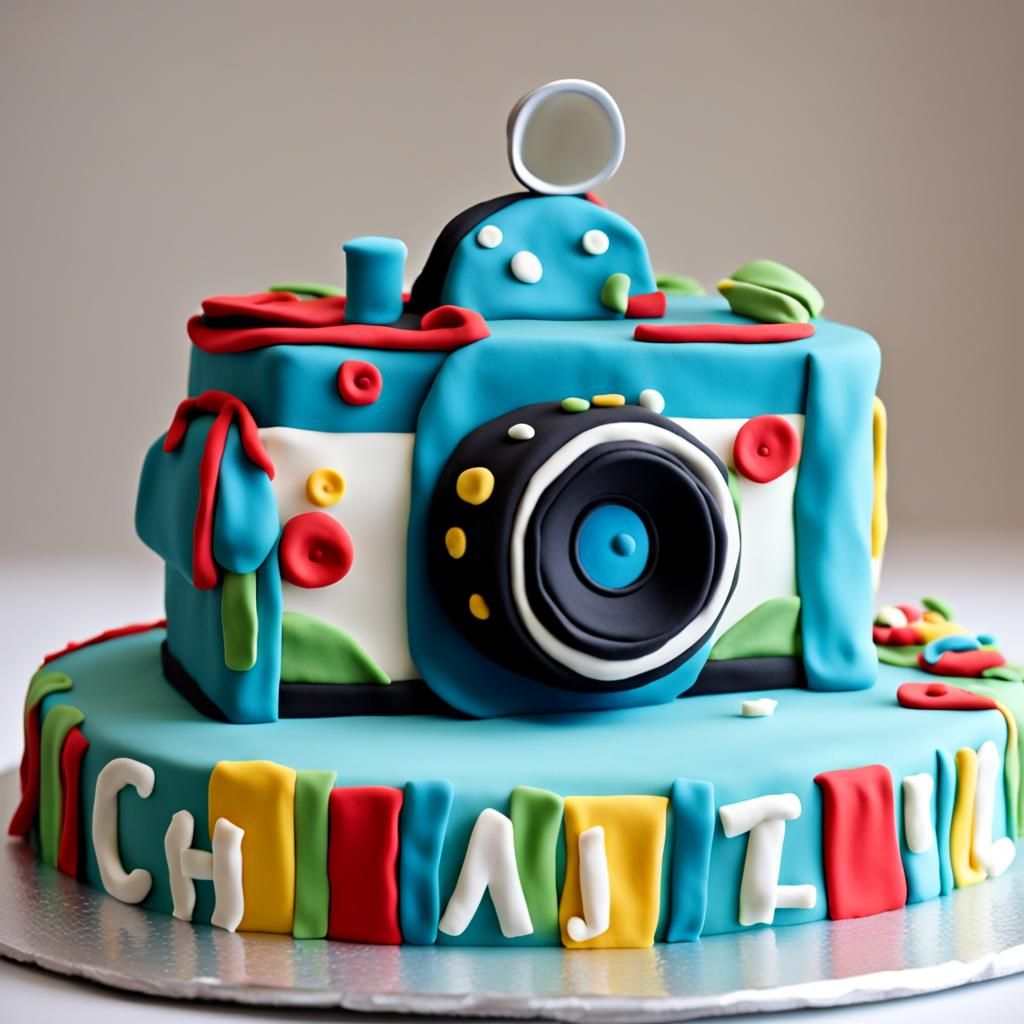 Detailed Fondant Camera Cake: Edible Art