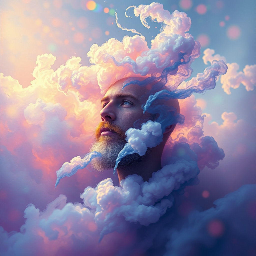 Surreal Smoke Man: Polychromatic Expressionist Art