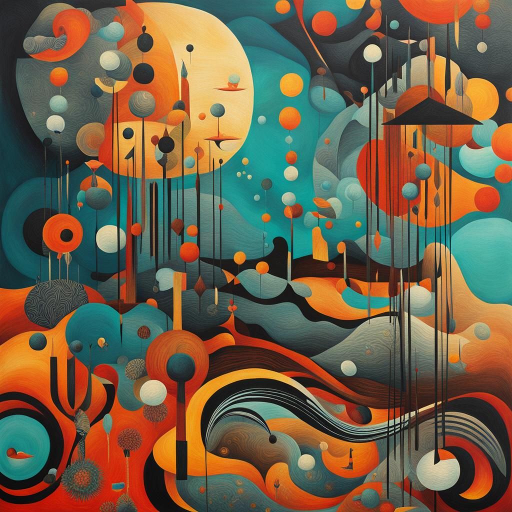 Abstract Surrealism with Complementary Colors