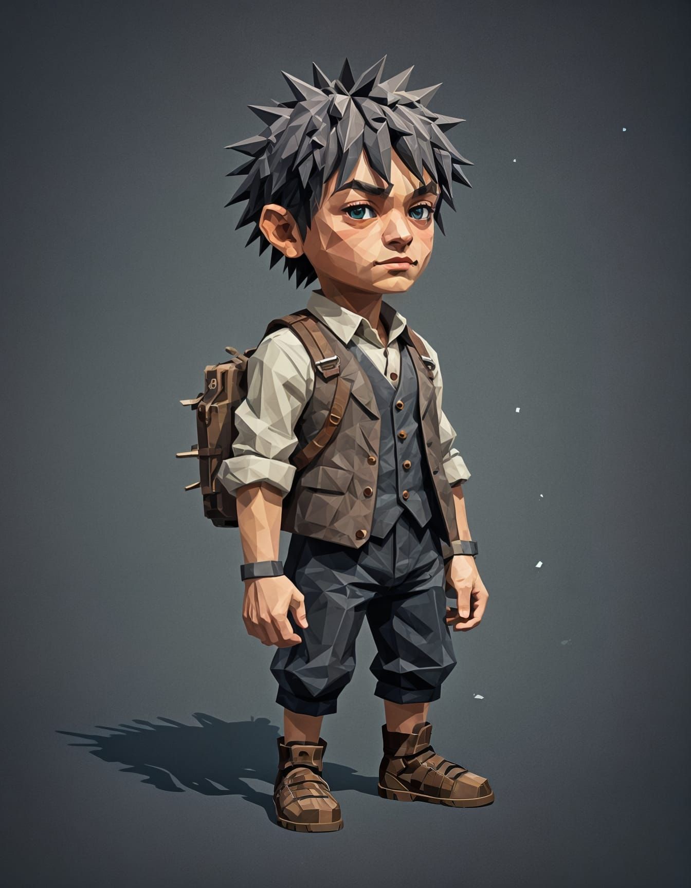 Tough 1920s Urchin in Geometric Pixel Art