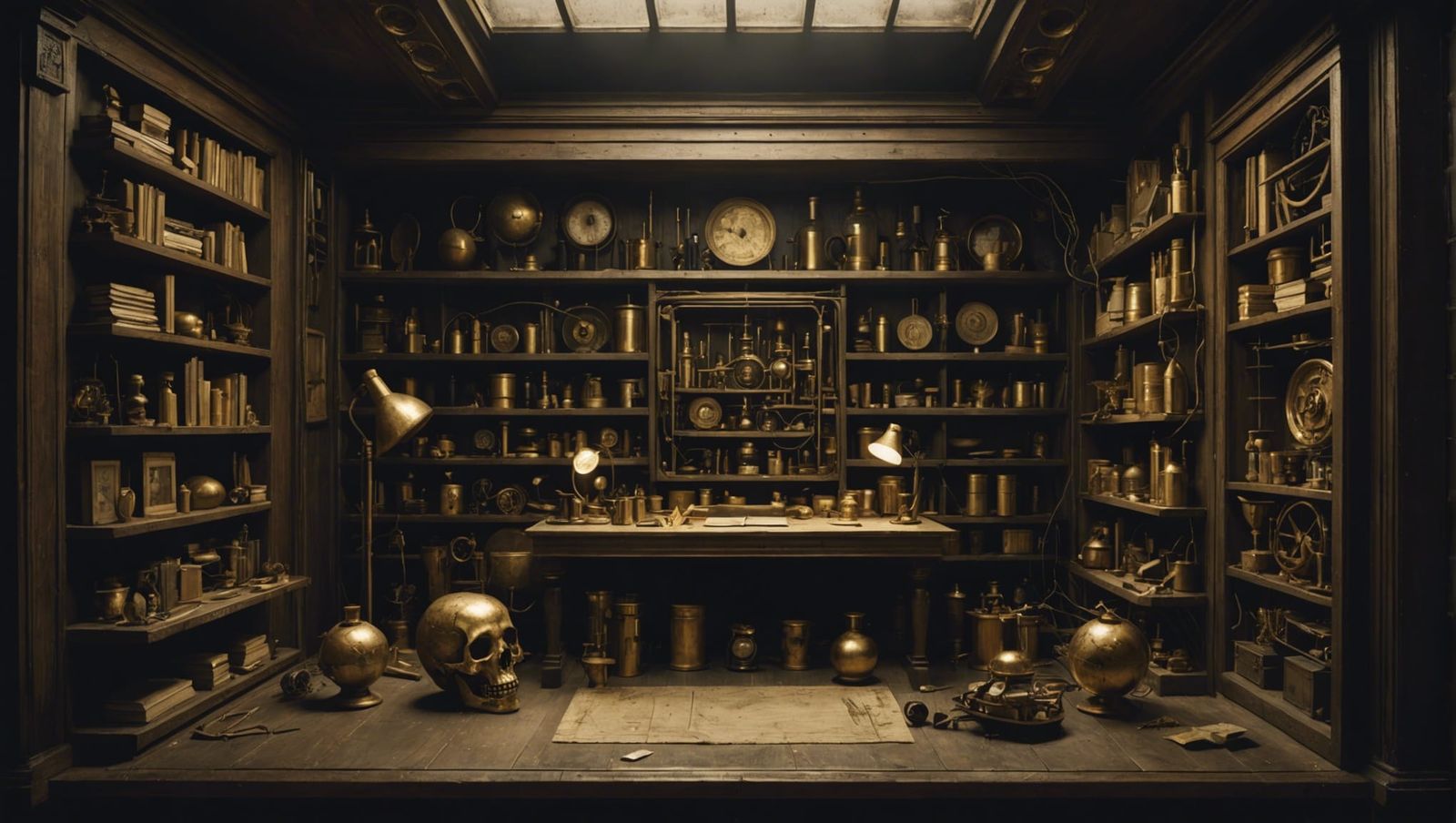 Surreal Cut Away View of Evil Scientist Lair