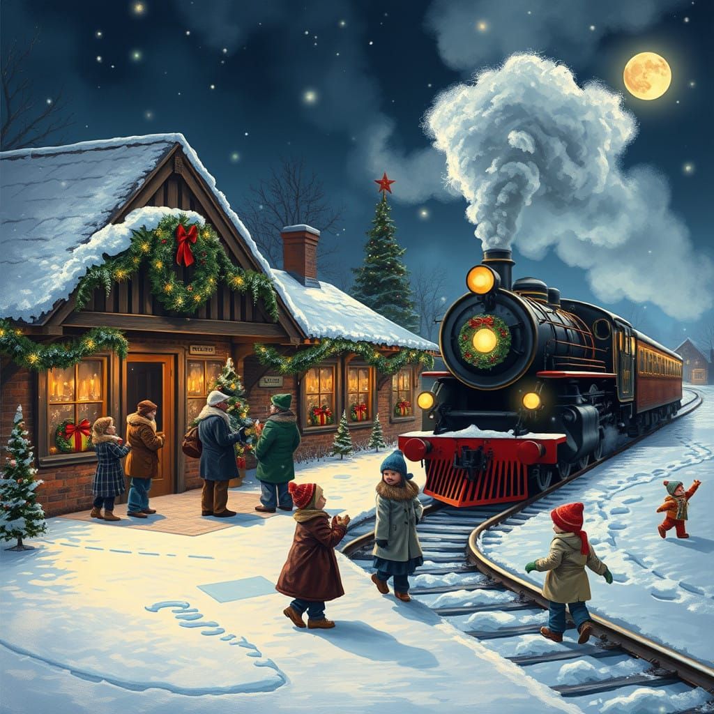 Nostalgic Winter Wonderland Train Station