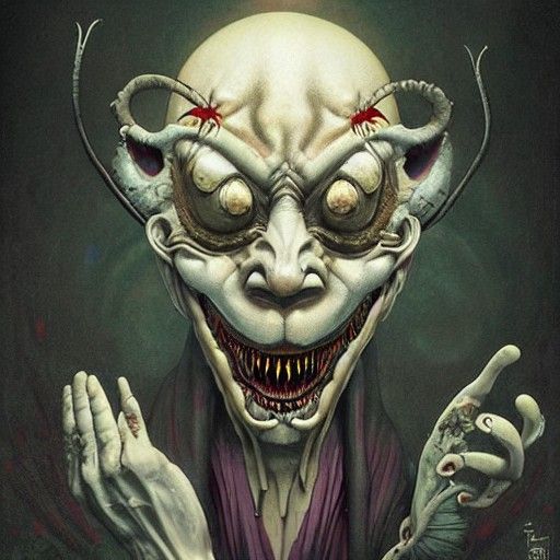 Eldritch Priest with Hannya Mask in Dark Fantasy Style