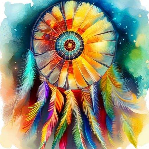 Colorful Dreamcatcher in Gouache Impressionist Style