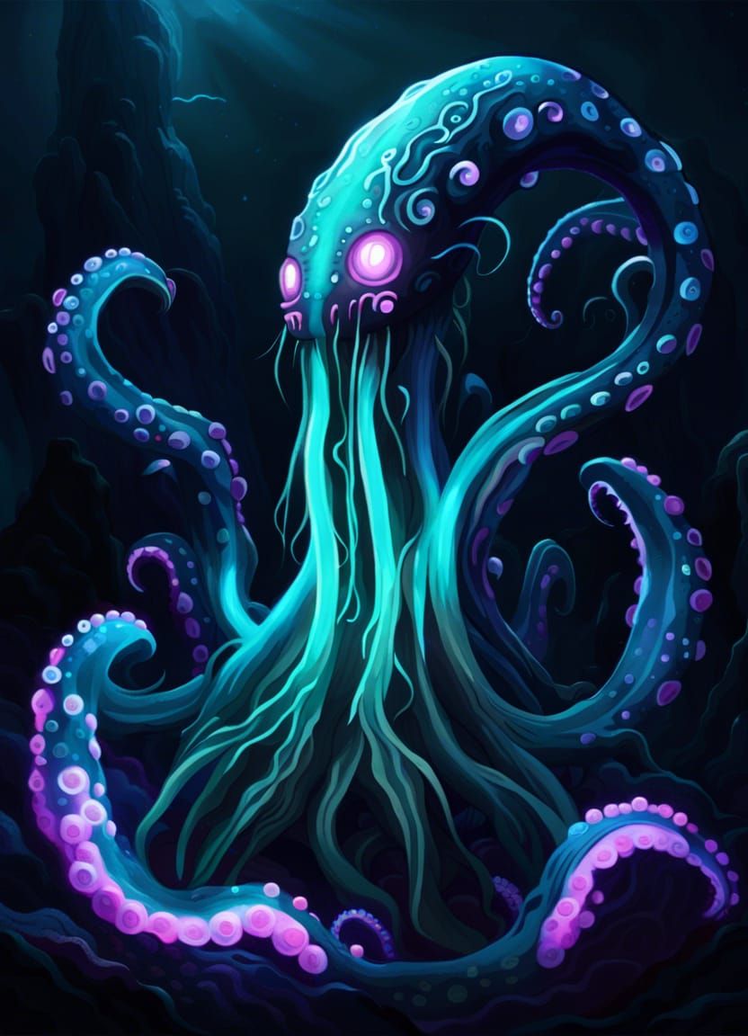Bioluminescent Tentacle Monster from the Deep