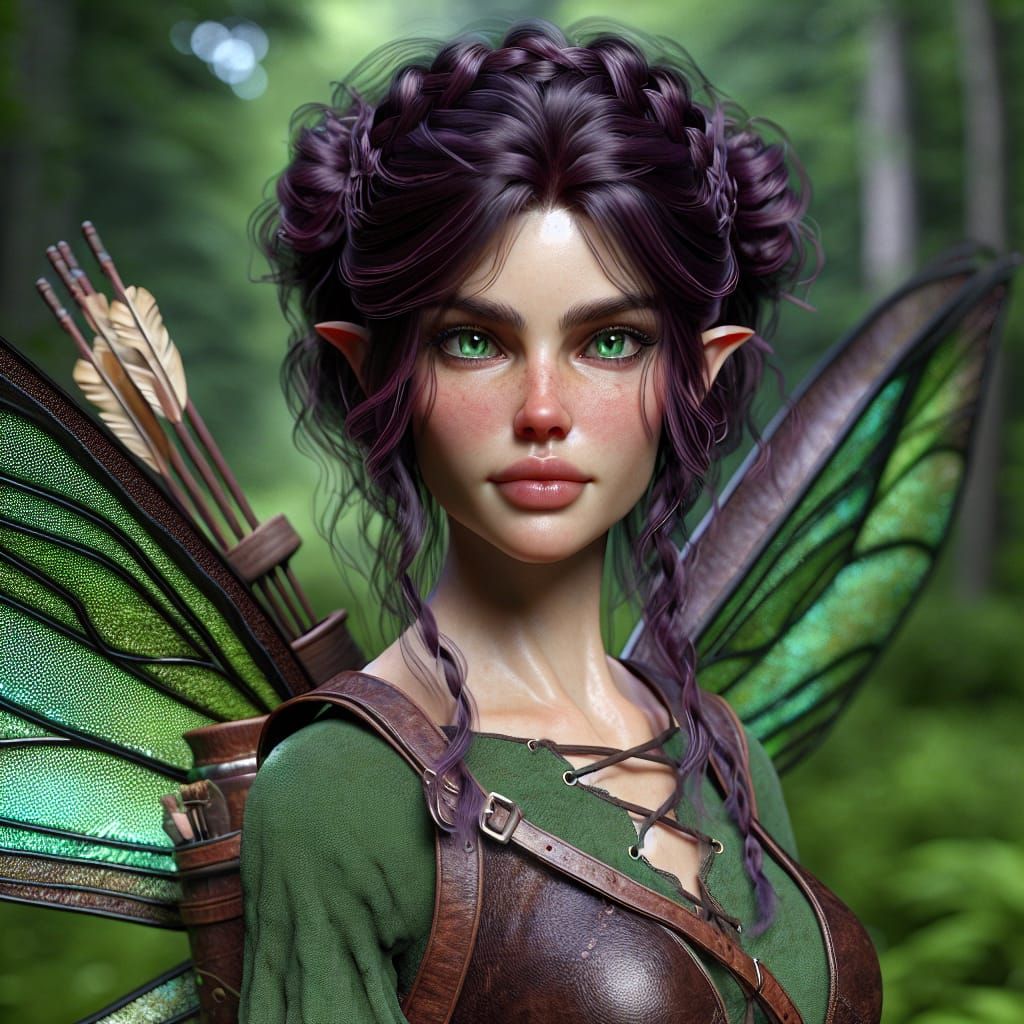 Hyperrealistic Fairy Portrait in Lush Forest