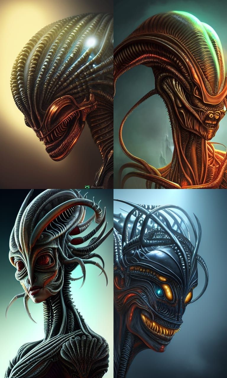 Alien Queen Coronation Portrait in Dark Fantasy Style
