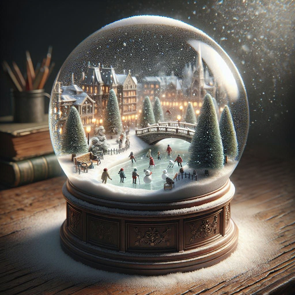 Miniature Winter Scene Inside Snow Globe