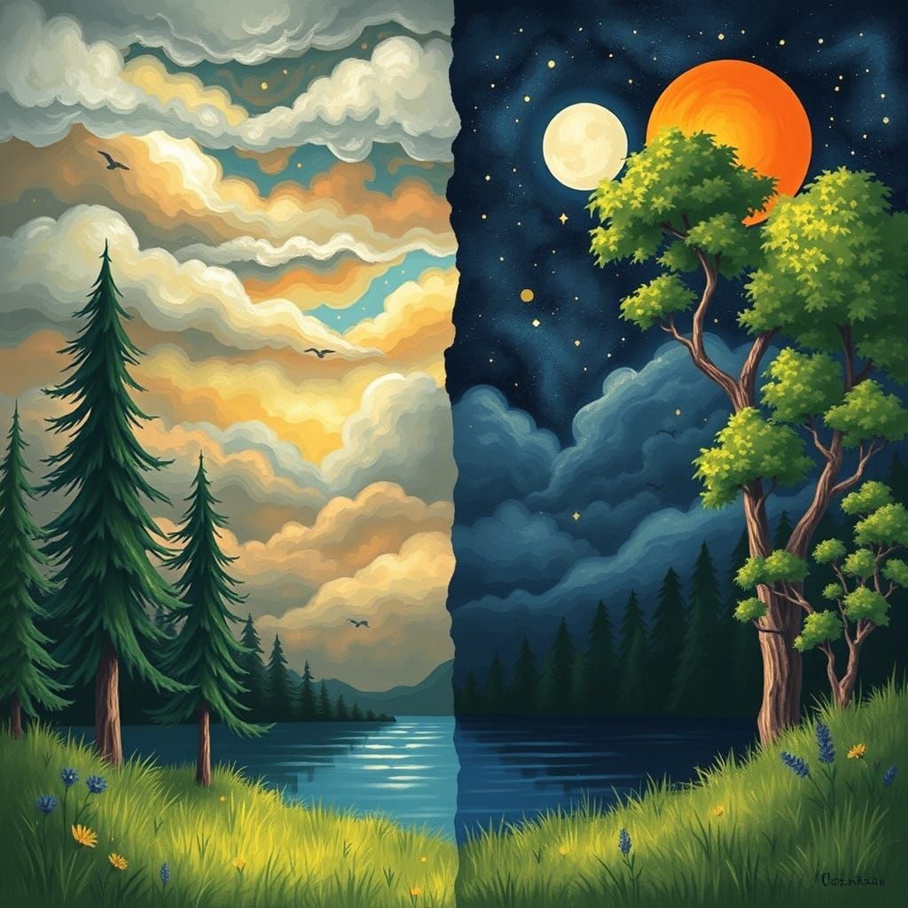 Nature's Opposites: Day and Night Indie Art