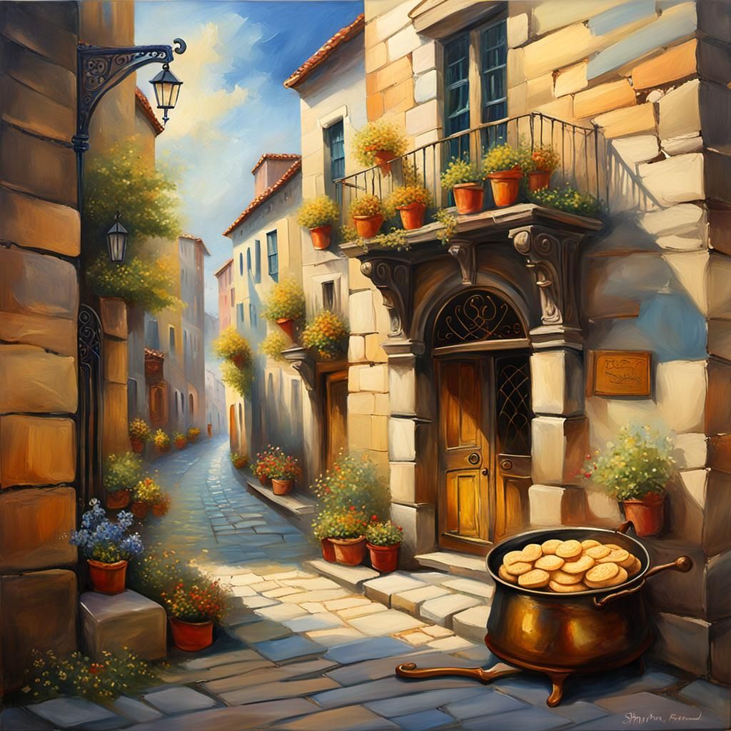 Heavenly City Gates with Biscuit Fryer, Oil Painting