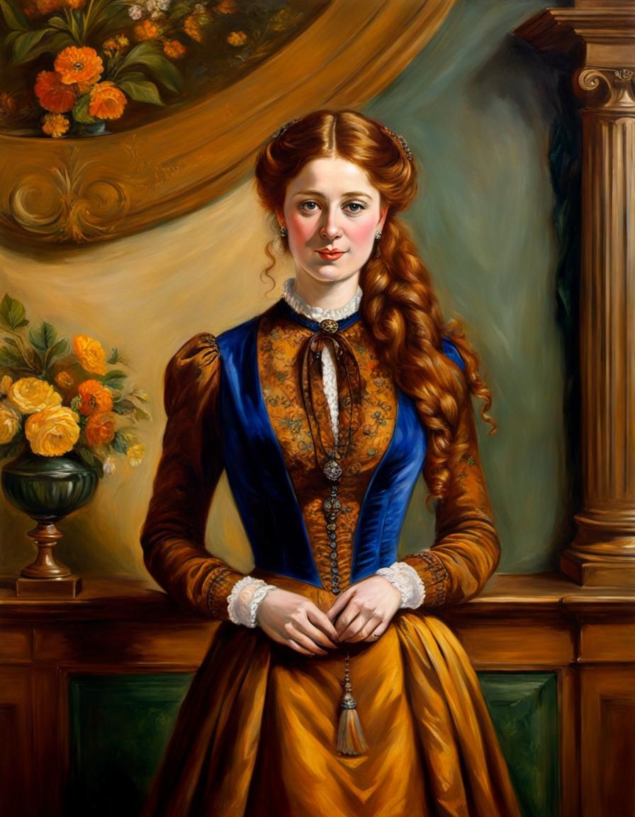 Victorian Lady Portrait in Pre-Raphaelite Style