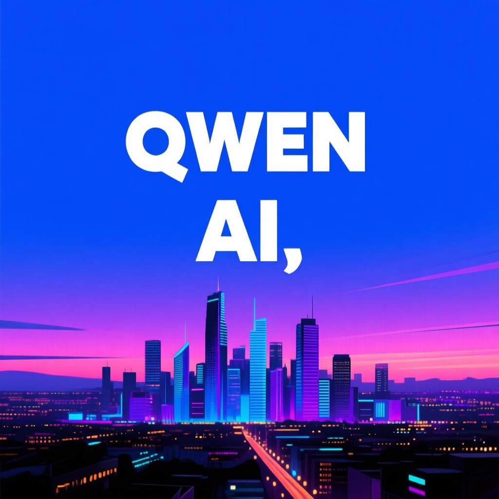 QWEN AI Poster with Modern Cityscape