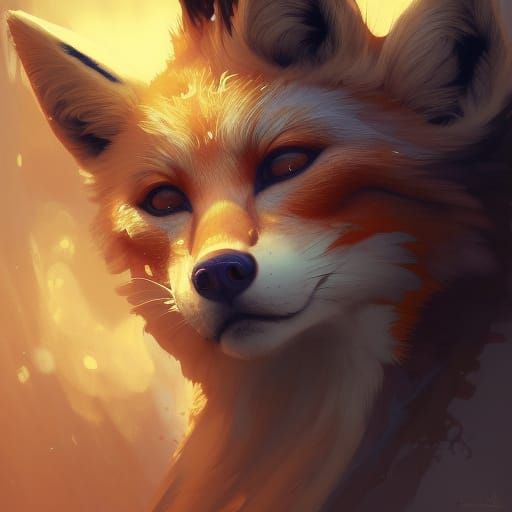 Mystic Fox Portrait in Hyperdetailed Style