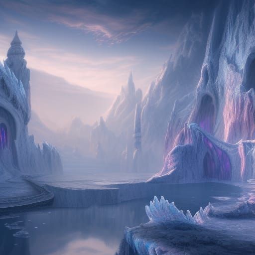 Fantastical Icy Palace Concept Art in 8k