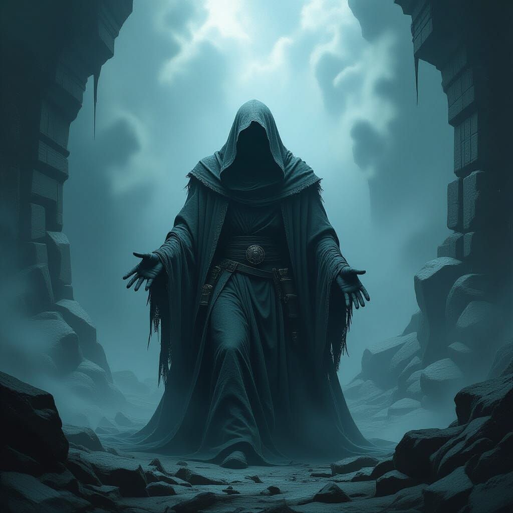 Mystical Figure Plunges into the Dark Pit of Galroc