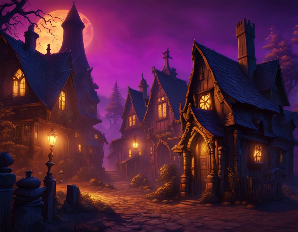 Scooby Doo Investigates Haunted Village in Dark Fantasy Art