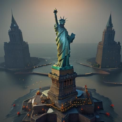 Statue of Liberty in Christmas Decorations