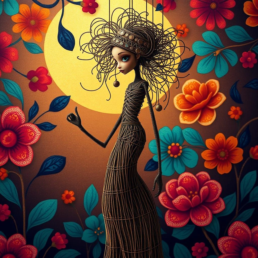 Gypsy Woman Puppet in Art Deco Arabian Nights Style