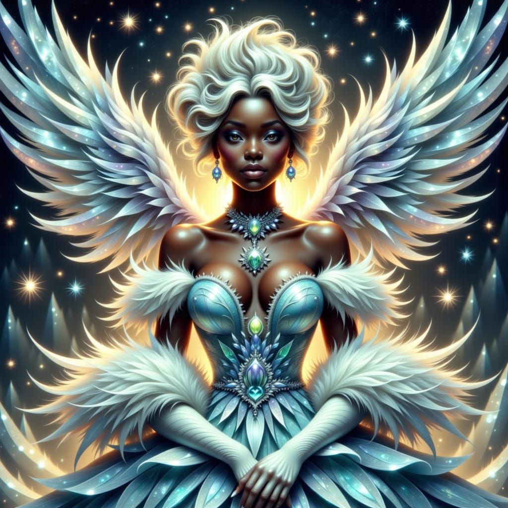 Regal Ice Queen Portrait in Pastel Fantasy Style