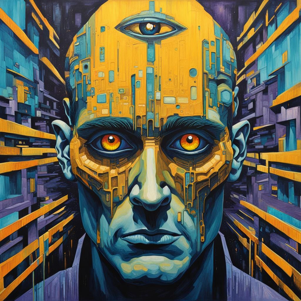 Surreal Eyes in Retrofuturist Gothic Art Style