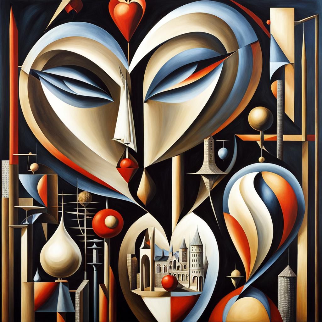 Surreal Dark Heart in Cel-Shaded Style