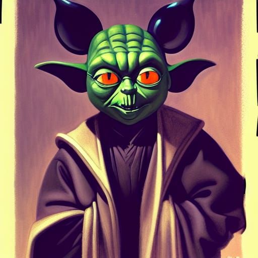 Darth Yoda Mickey Mouse Terminator Portrait in Pop Art