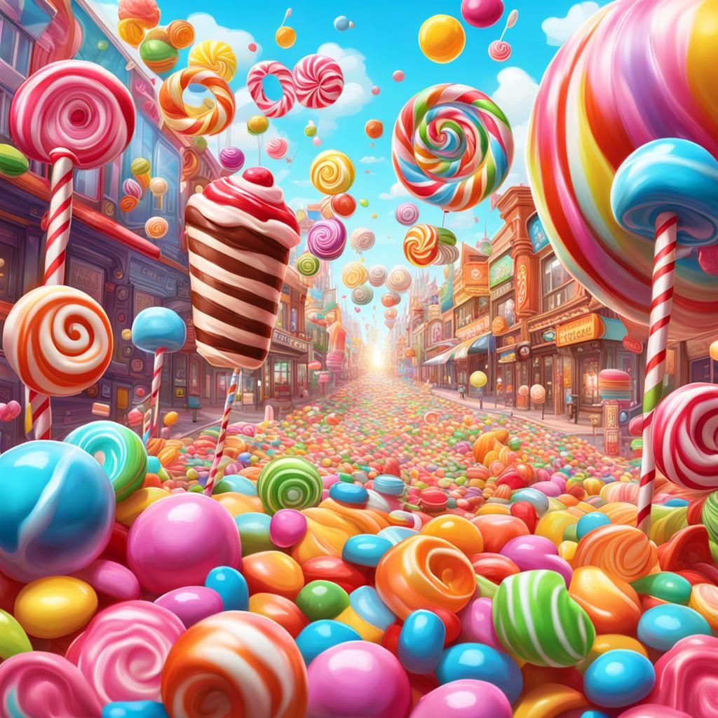 Colorful Candy Art in Hyperrealistic Style