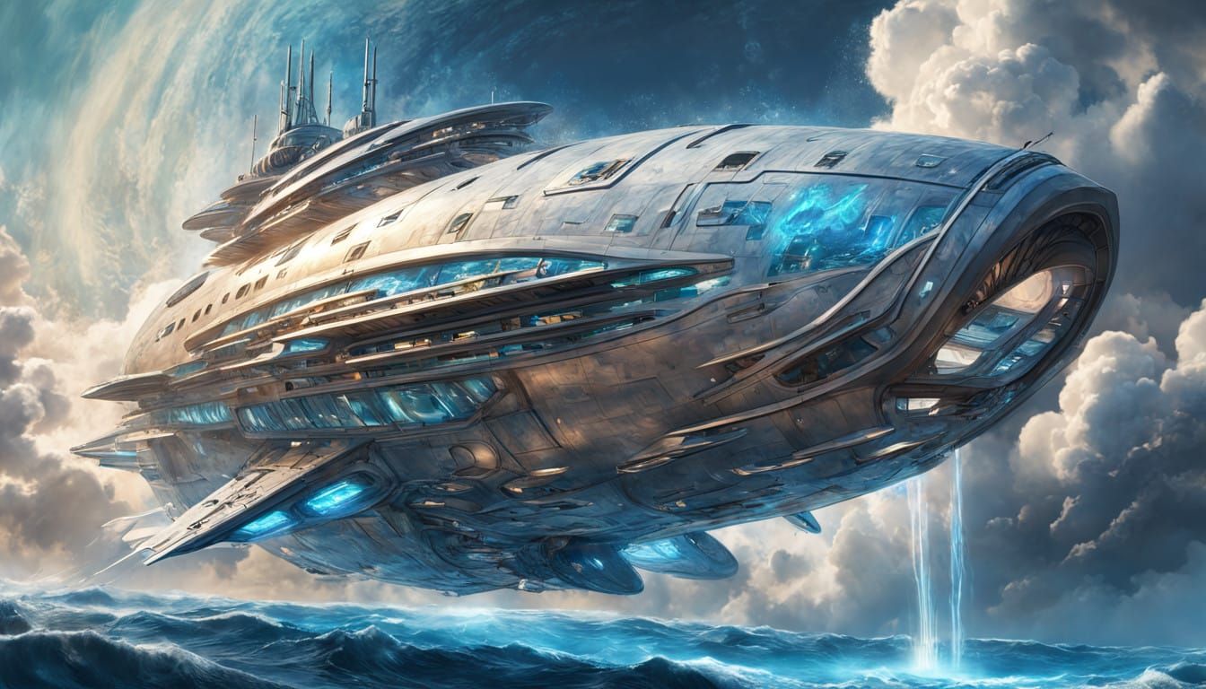 Digital Watercolour Spacecraft Enters Swirling Wormhole in R...