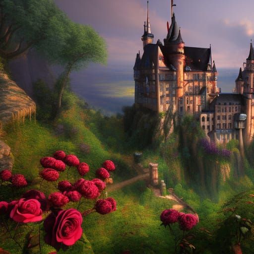 Fairytale Castle with Roses in German Style