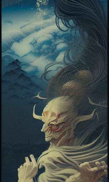 Ibaraki-Dōji Portrait in Horror Romanticism Style