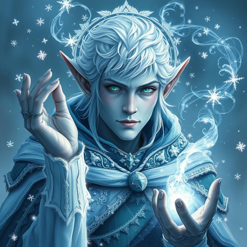 Jack Frost Portrait: Winter Elf Conjuring First Frost