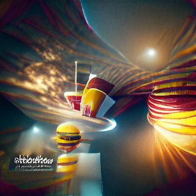 Surreal Fast Food Wormhole in Abstract Style