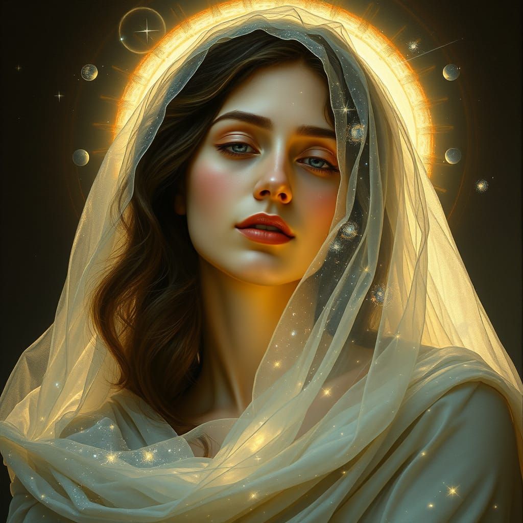 Galactic Woman in Veils: A Classical Art Fusion