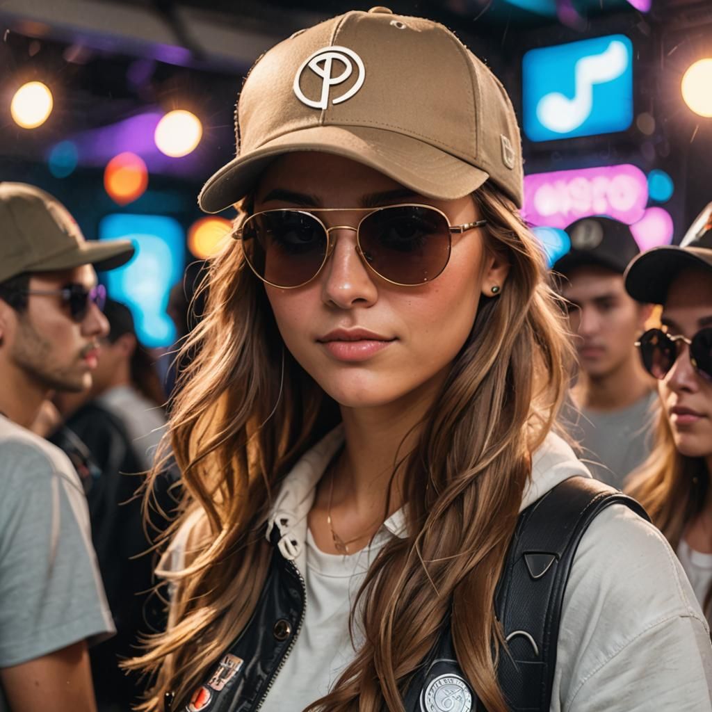 Girl in Sunglasses Rocks Electronic Party