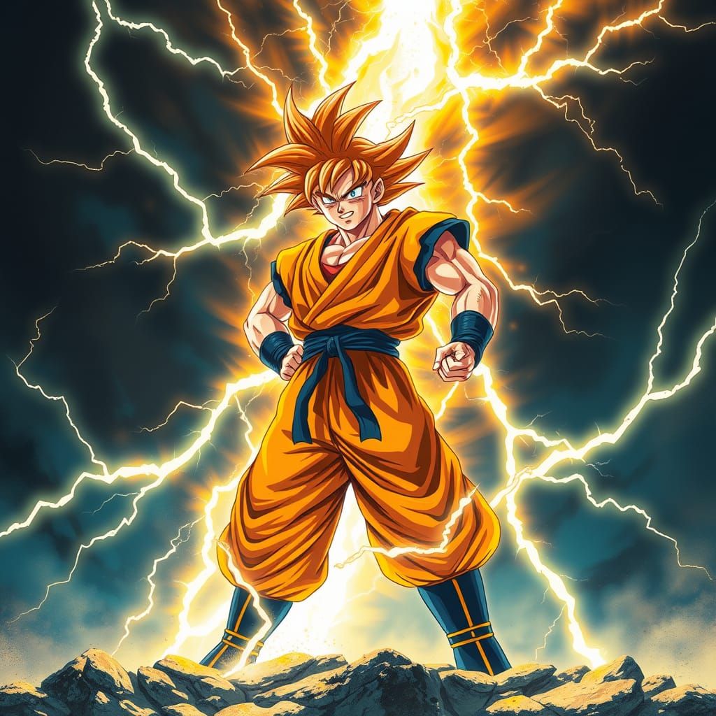 Goku Embodies Heroic Power in Epic Orange Gi