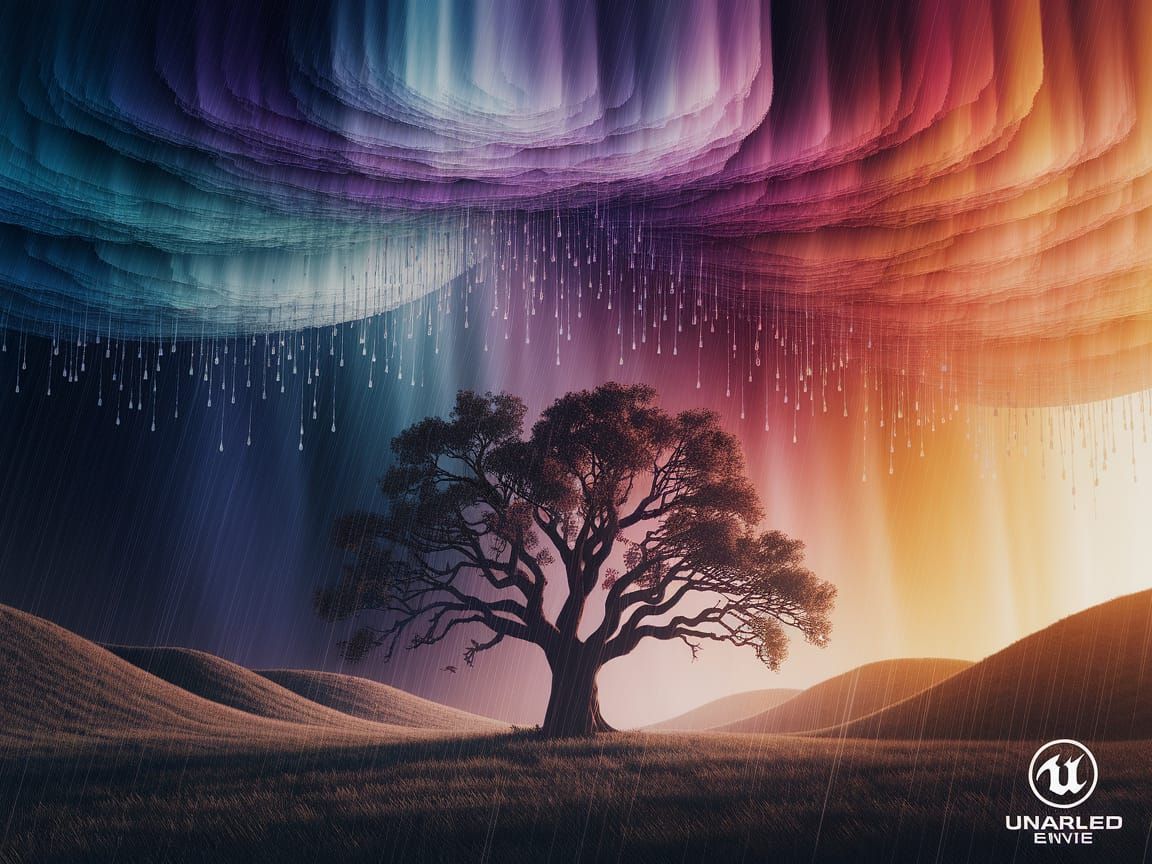 Fantastical Matte Painting of Sky as Rain Canvas