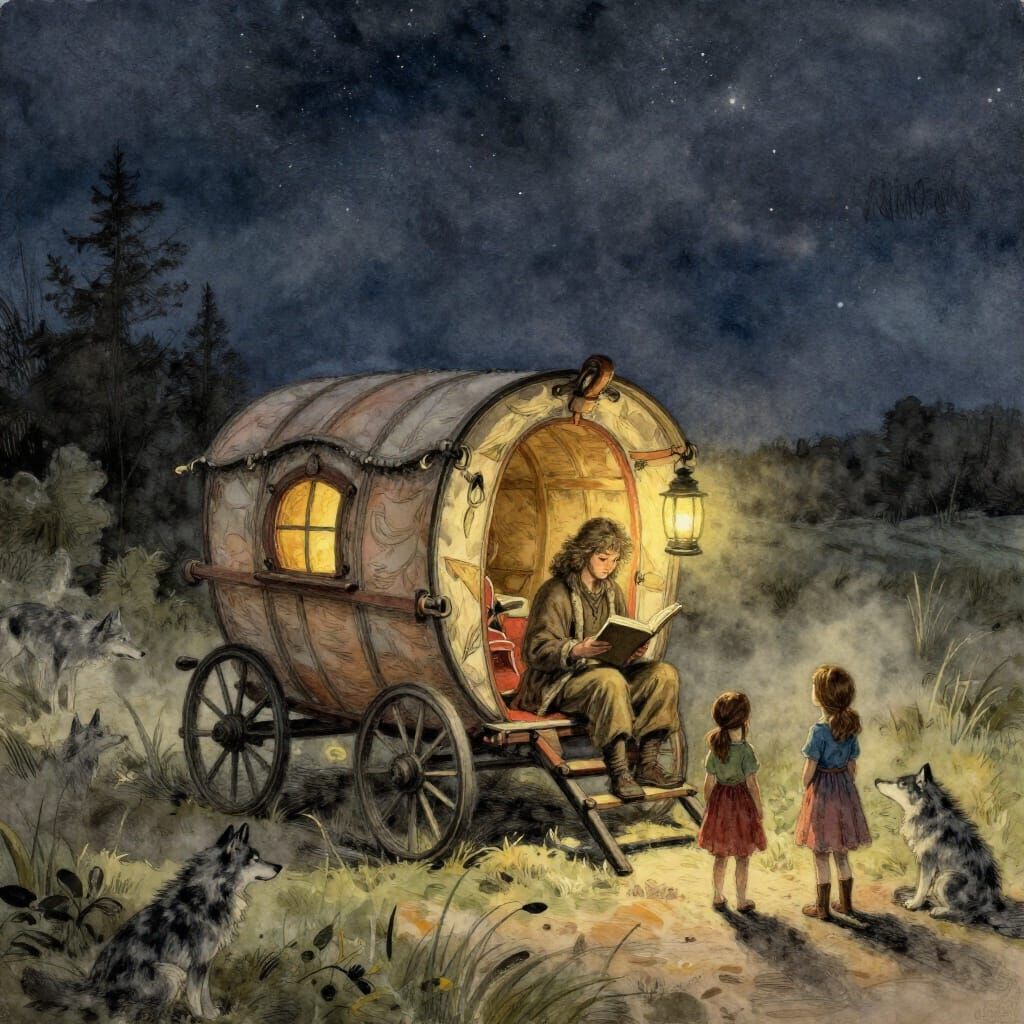 Midnight Caravan Storytelling Under Starry Sky