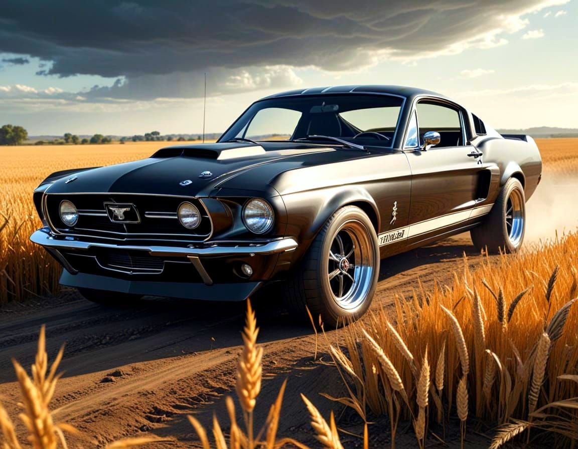 Graphite Drawing of Mustang with Wild Horse