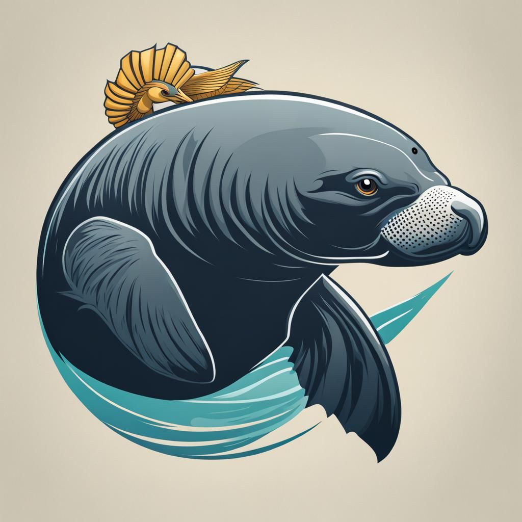 Manatee Eagle Hybrid Creature in Digital Art