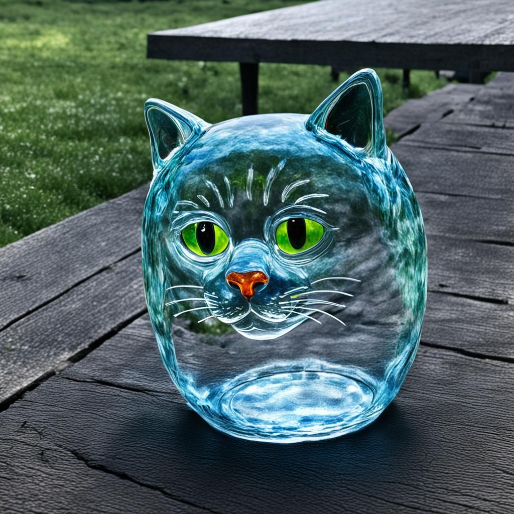 Glass Cat Sculpture: AI-Generated Art