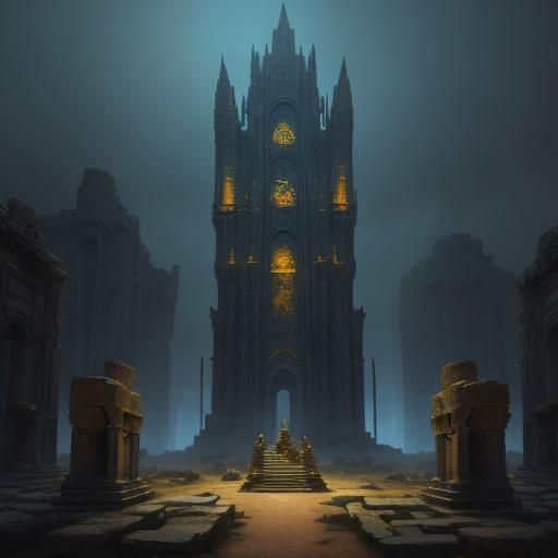 Armored Assassin in Ancient Ruins: Matte Painting