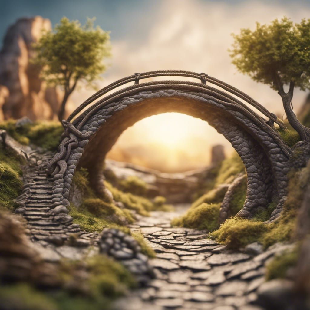 Miniature Snake Bridge in a Detailed Landscape
