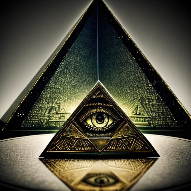 Hyperrealistic Illuminati Pyramid Craft in Flight