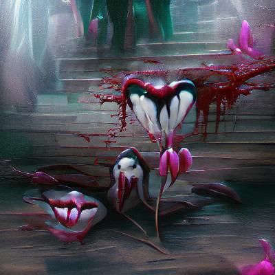 Sinister Bleeding Heart Flowers in Dark Fantasy Style