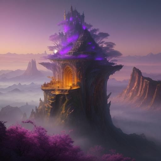 Dreamlike West End Cityscape with Woman in Mystical Dress