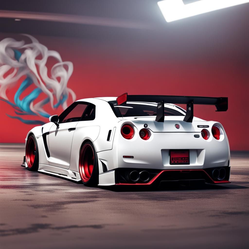 White Nismo GTR with Red Trim in Splash Art