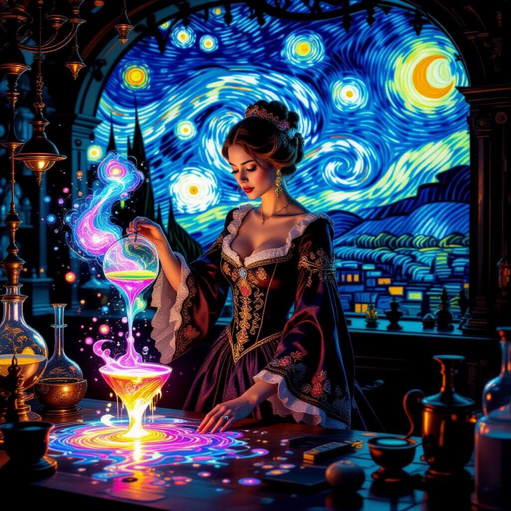 Alchemist Merges Baroque with Van Gogh in Surreal Art